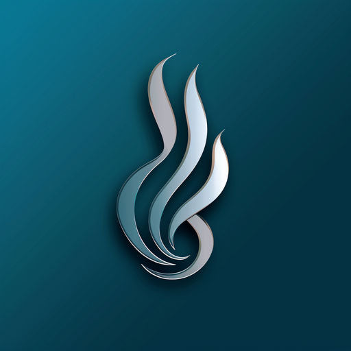 Elegant logo design in silver and blue, gradient background