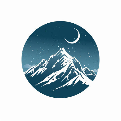 Detailed mountain range logo, adventure and stability symbol