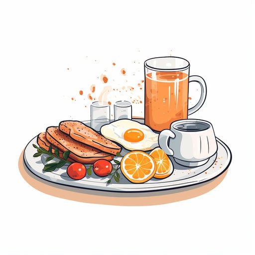 Minimalist style breakfast clipart on white background