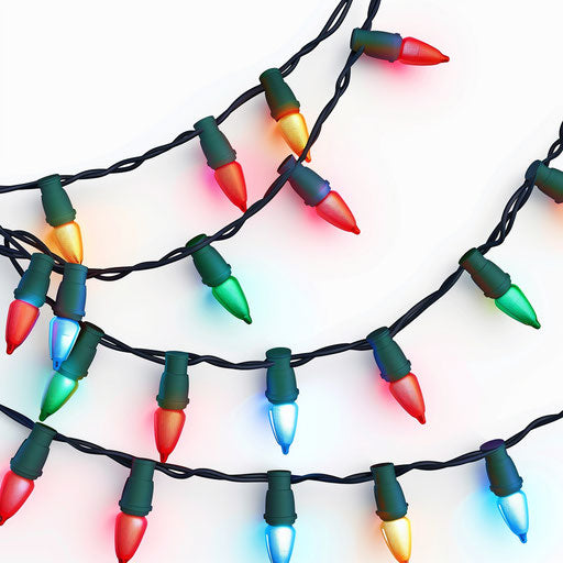 Christmas lights clipart on white background