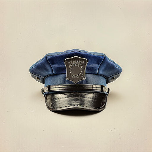 Police hat on flat cream background in realistic style