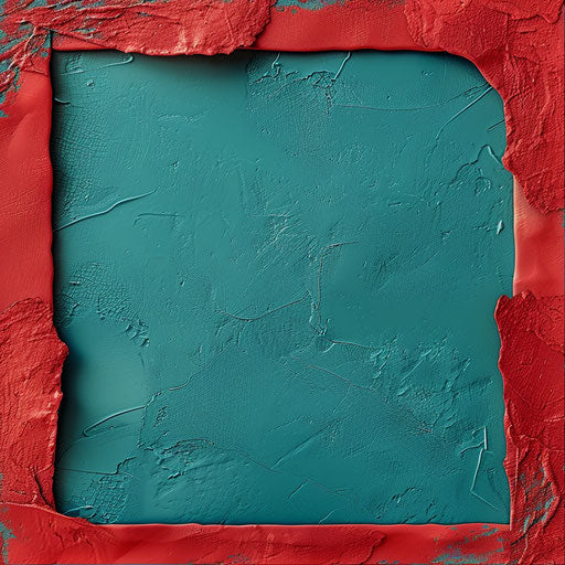 Realistic red border with flat teal background