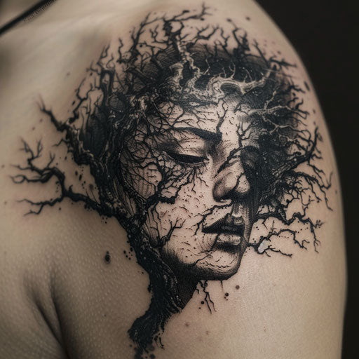 Depression tattoo with dark fantasy
