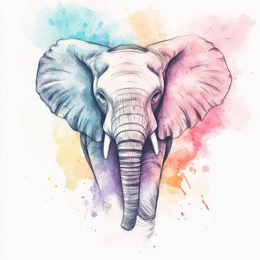 Elephant watercolor flat tattoo sketch stylish clipart