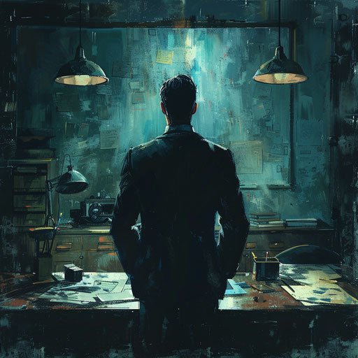 Mysterious businessman in a dimly lit office