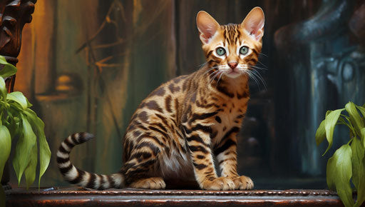Bengal Kitten: the cat of legend, in the style of Ferrania P30, modernist influences, primitivist 37:21
