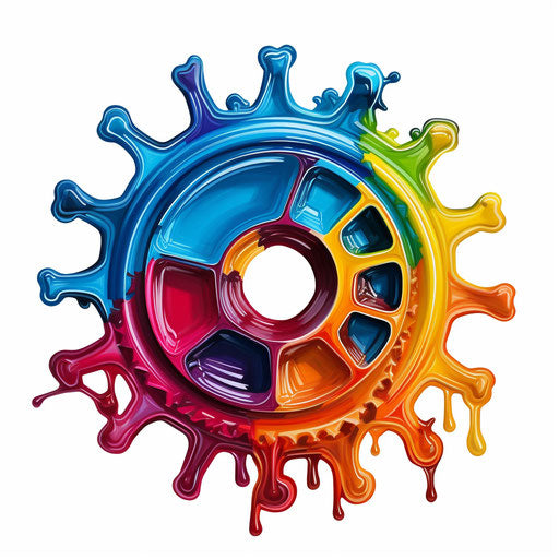 Gear clipart in the style of Oil painting, on a white background