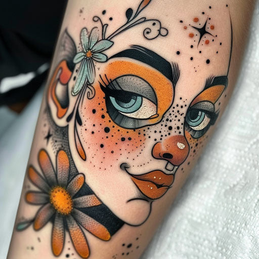 Freckle tattoos with caricatural style