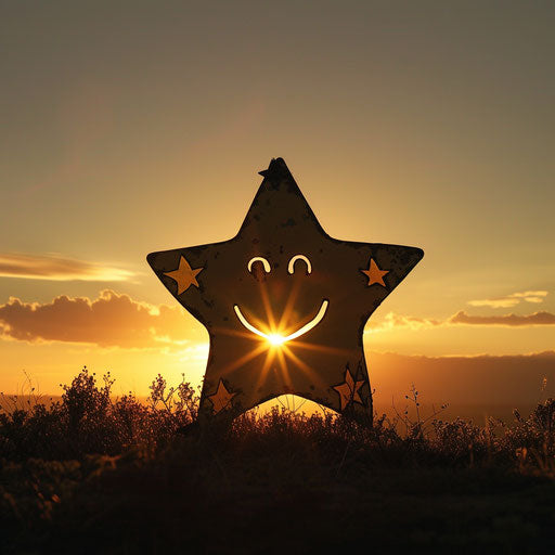 Emoji star, smiling face, Cassius Marcellus Coolidge style