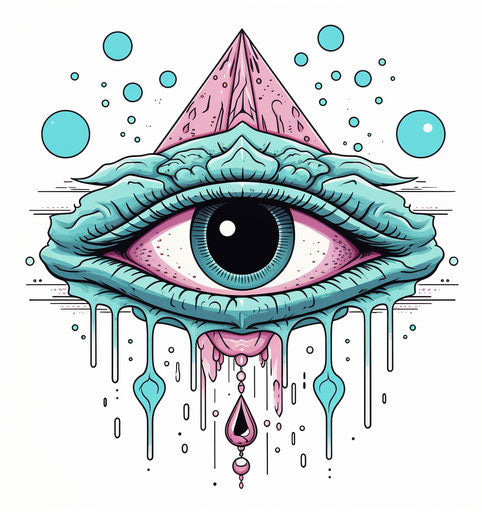 the eye of the gods, hand drawn cartoon illustration