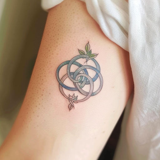 Delicate Celtic knot tattoo in pastel shades
