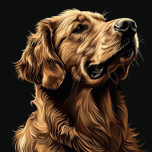 Realistic Golden Retriever Illustration on Dark Background