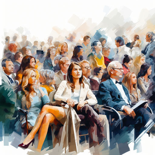 Audience clipart in the style of Oil painting, on a white background