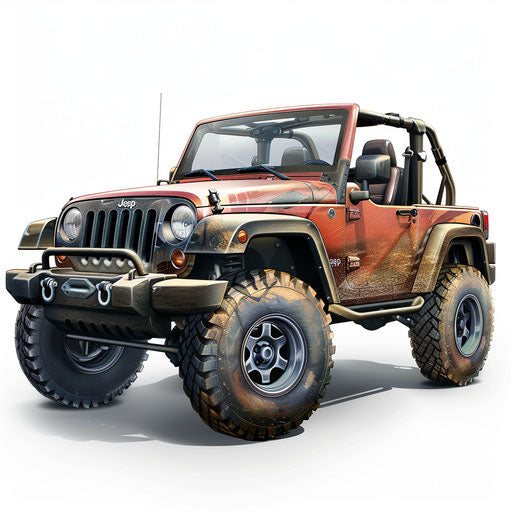 Realistic off-road vehicle on flat white background