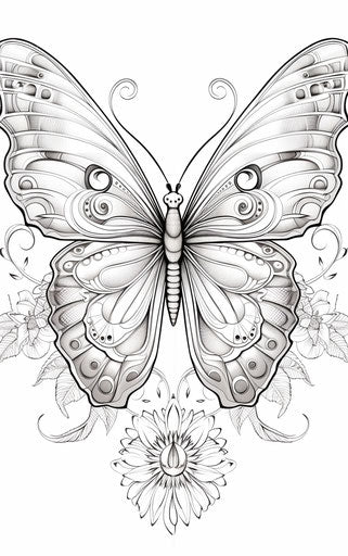Coloring pages of butterflies, zentangle illustrations