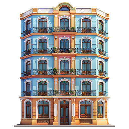 Realistic building clipart on flat white background