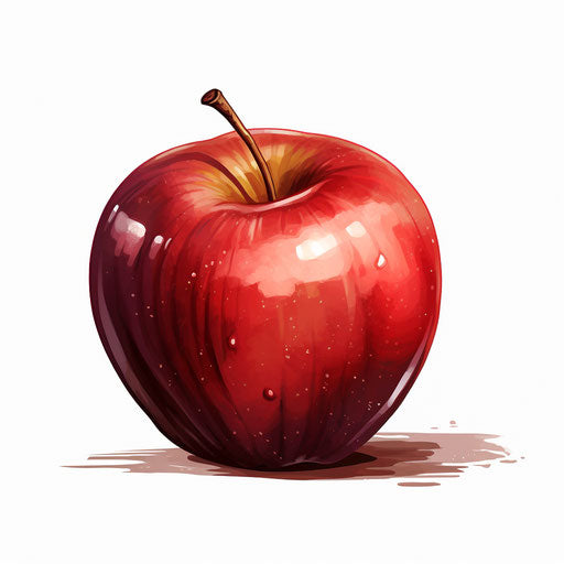 Apple illustration in the style of Chiaroscuro Art, on white background