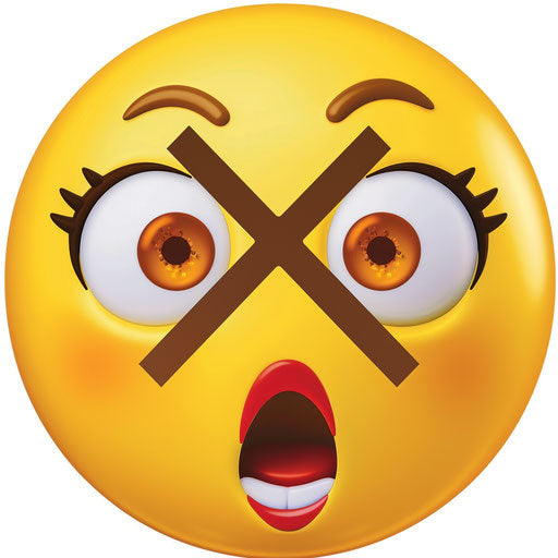 Yellow face with X, expression of shock or surprise