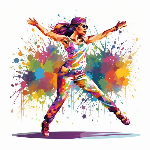 Zumba illustration in the style of Impressionistic Art on white background