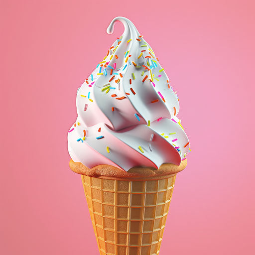 Realistic ice cream cone on random color background