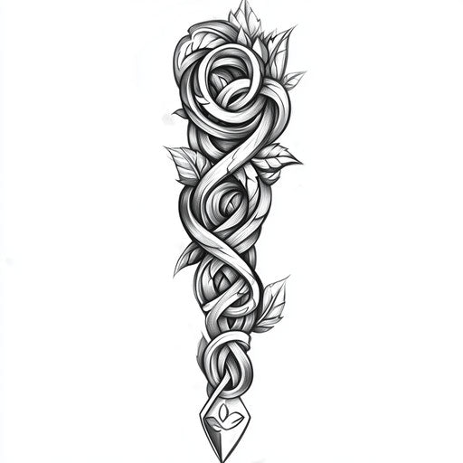 Intricate Celtic arm tattoo sketch in flat clipart style