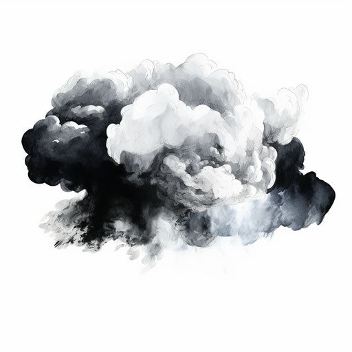 Cloud png clipart in the style of Chiaroscuro Art, on white background