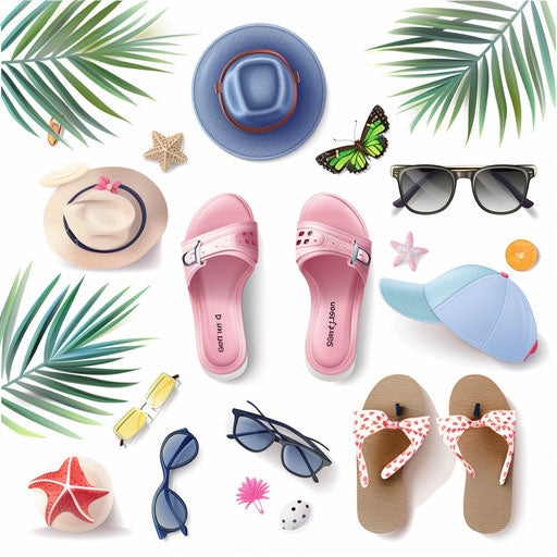 Summer season illustration in a realistic style on white background