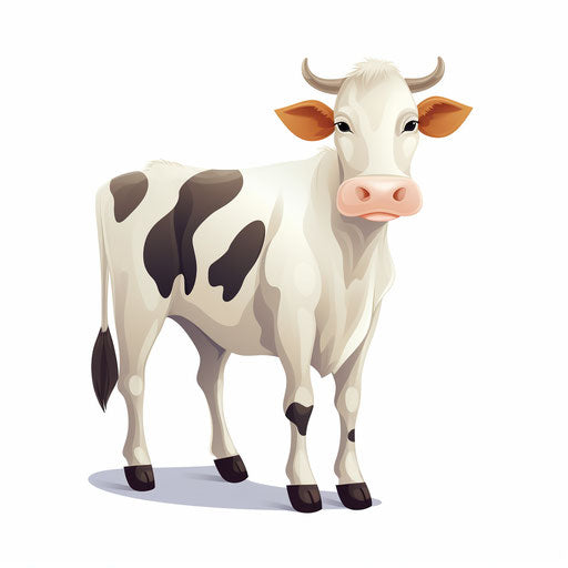 Cow in Minimalist style on white background