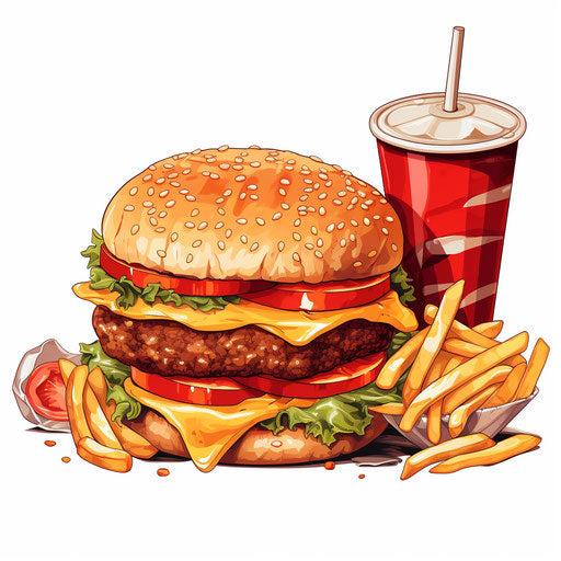 Chiaroscuro Art: Fast food clipart on white background