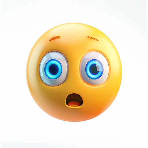 Yellow emoji icon with blue eyes expressing surprise