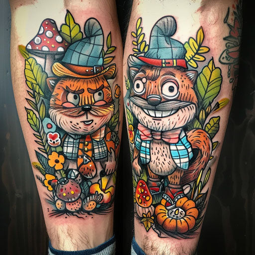 Brother tattoos with whimsical themes