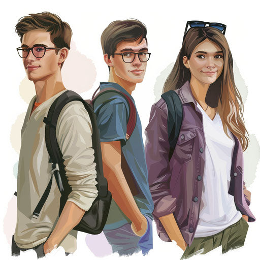 Student clip art in a photo realistic style on white background