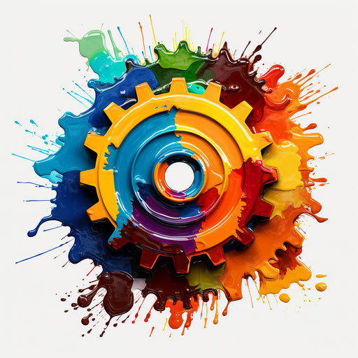 Gear illustration in the style of Oil painting, on white background