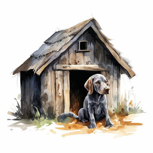 Dog house clipart in oil painting style