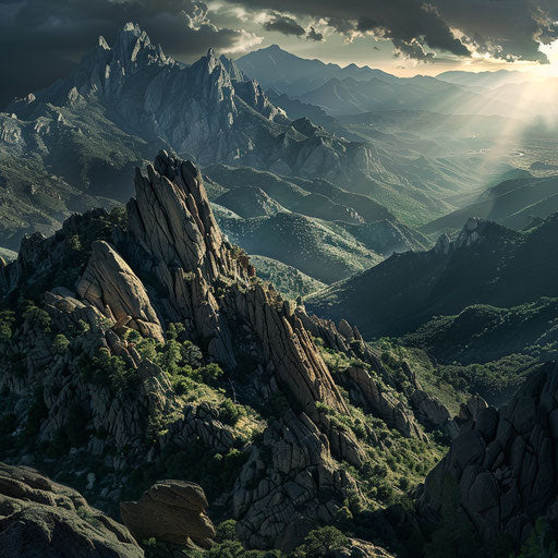 The Sandia Mountains with dramatic lighting and shadows