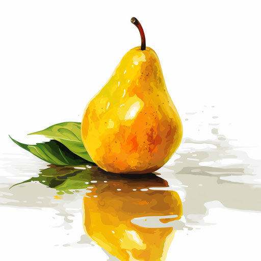 A pear clipart in the style of Impressionistic Art, on white background