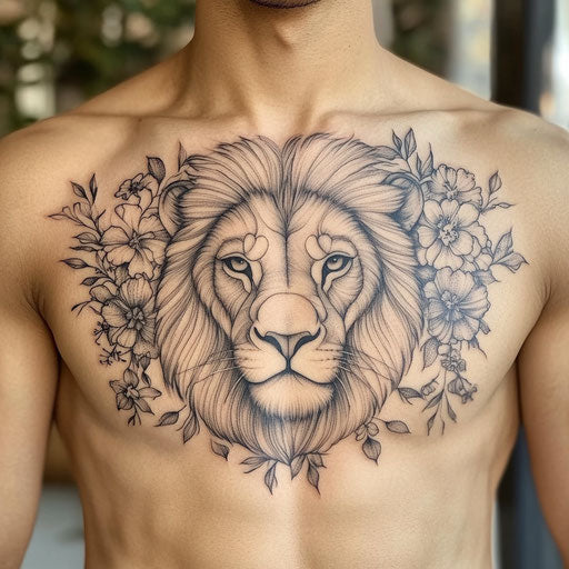 Lion Chest Tattoo Tattoo Flash Set