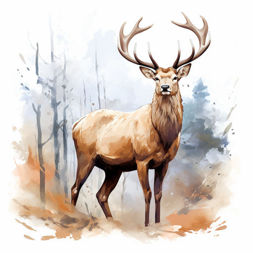 Elk image in Impressionistic Art style, on white background