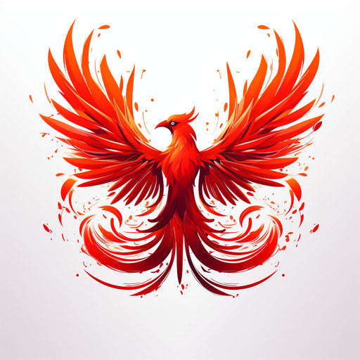 Red bird in mythical style, Papua art, minimalist canvases