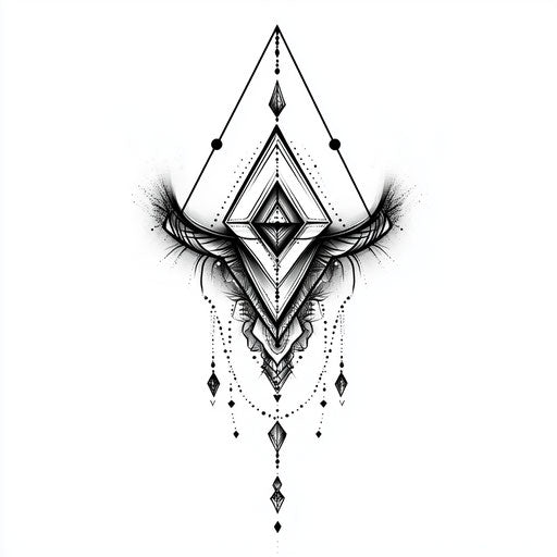 Tattoo sketch for women's sternum with interlocking triangles