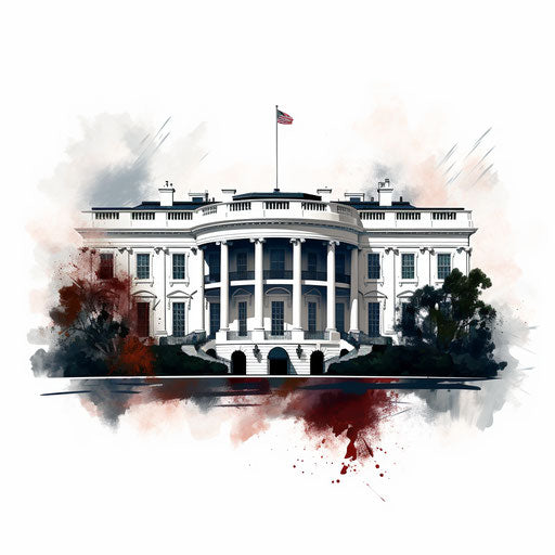 White house in Chiaroscuro Art on white background
