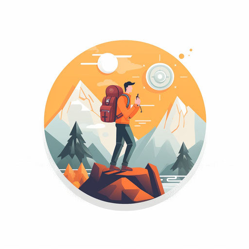 Adventure clipart in the Minimalist style, on white background