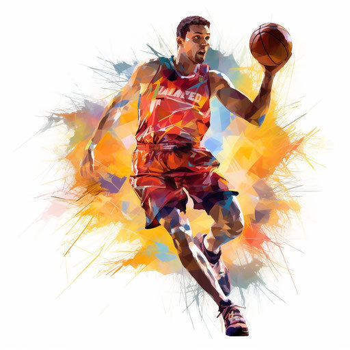 Basketball clipart in the style of Impressionistic Art