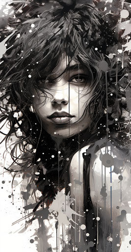 Star splatter drawing in primitivist realist style asymmetrical detail