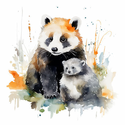 Adorable animal clipart in the style of Impressionistic Art, on white background