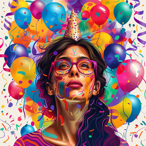 Photo realistic happy birthday clipart female on flat white background