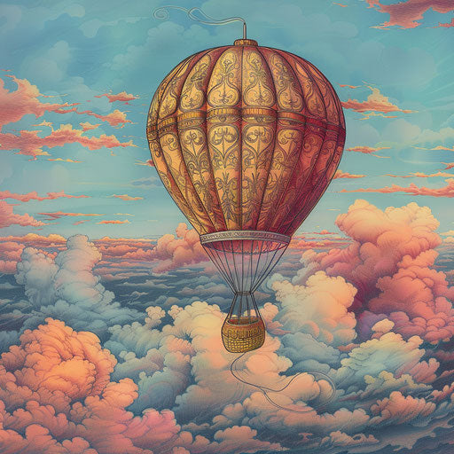 Vintage balloon floating above clouds for dreamers and adventurers