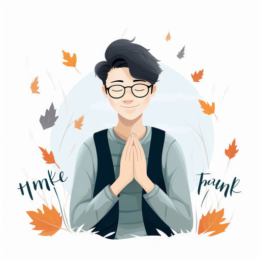 Minimalist style clipart of gratitude on white background