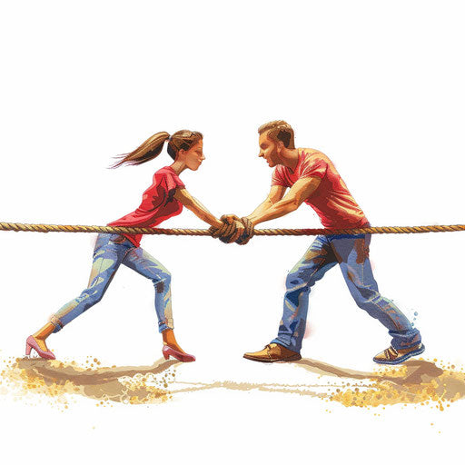Tug of War Clipart in Realistic Style on White Background