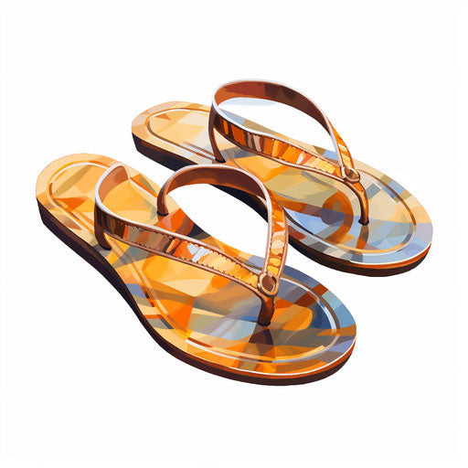 Flip flop illustration in the style of oil painting, on white background